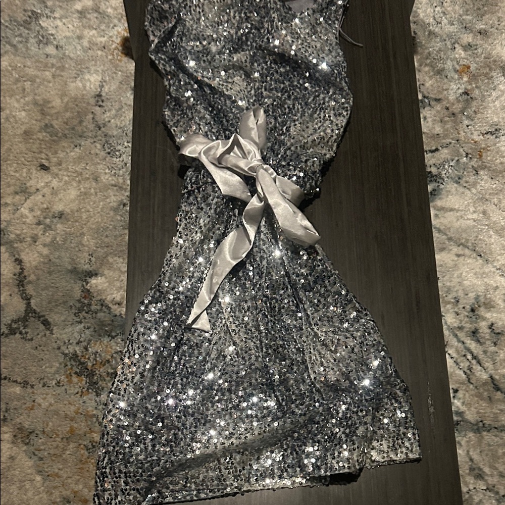 Silver Sequin Evening Dress